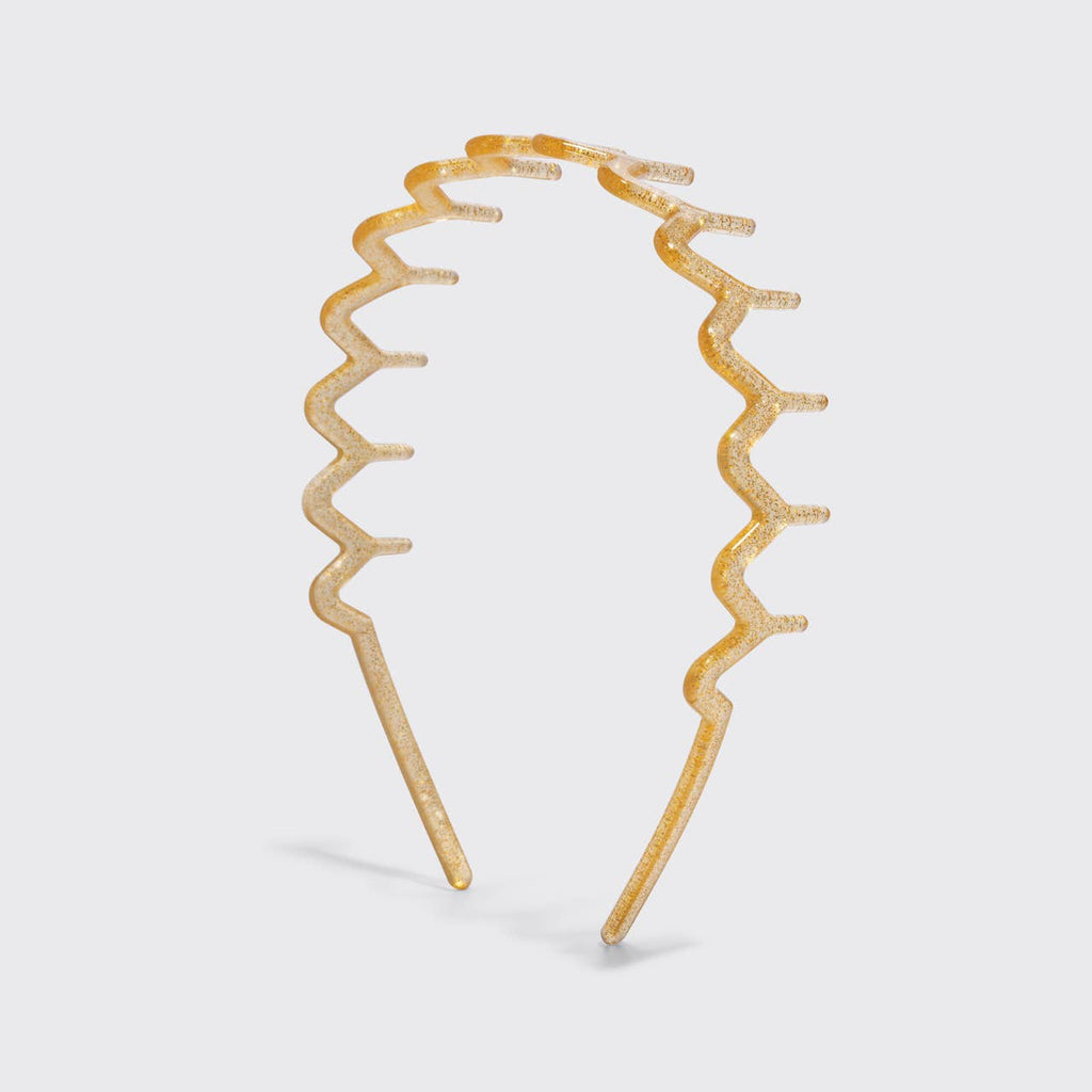 KITSCH - Recycled Plastic Zigzag Headbands 2pc Set - Gold & Red