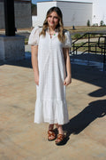 Eyelet Puff Sleeve Maxi