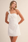 Klesis - ID10144 ONE SHOULDER LINEN MINI DRESS