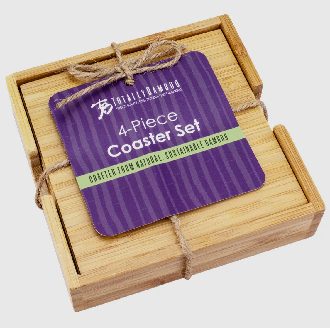 4-Pc. Bamboo Coaster Set with Case