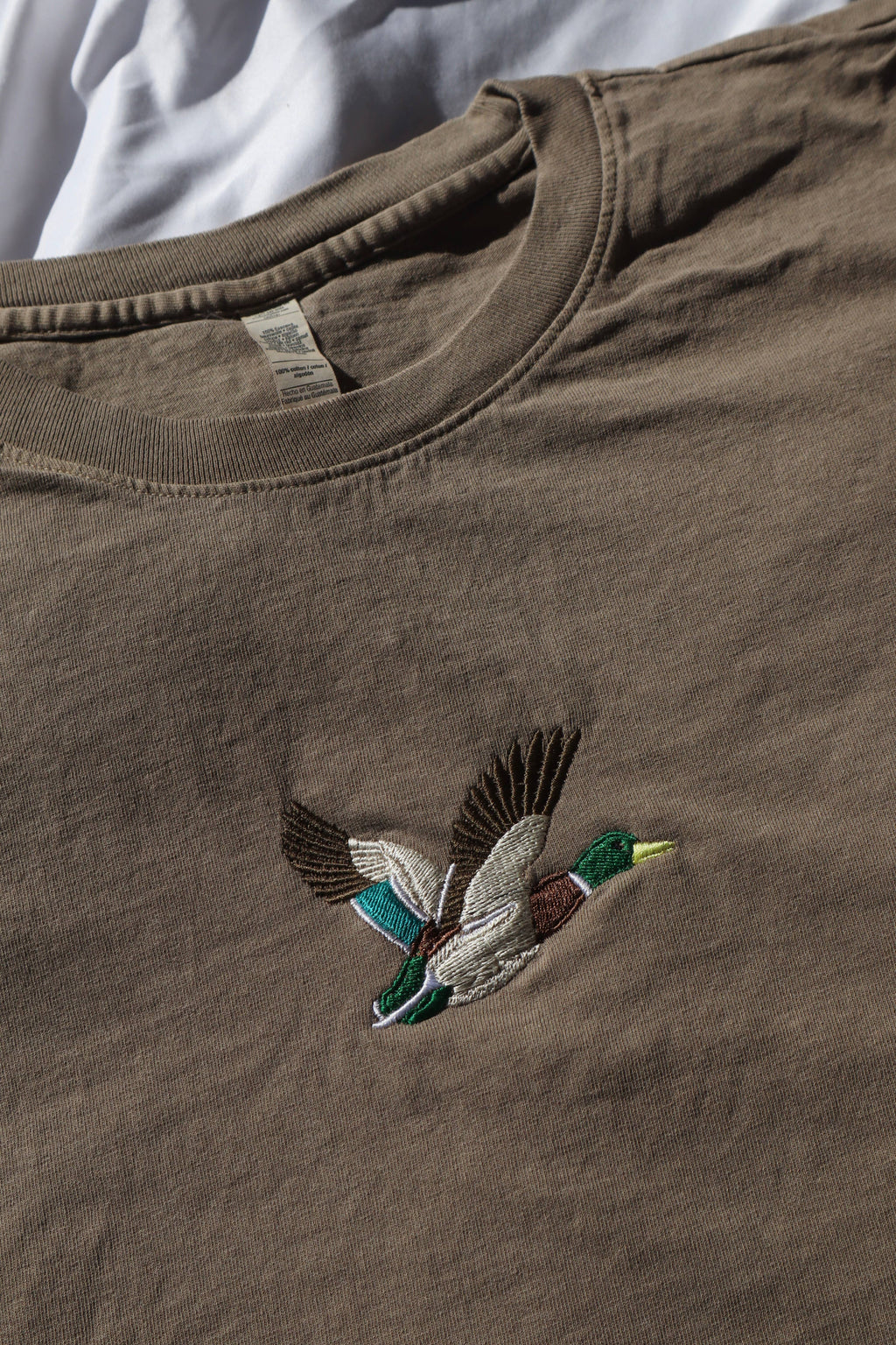 Embroidered Mallard Duck Cropped Muscle Tee