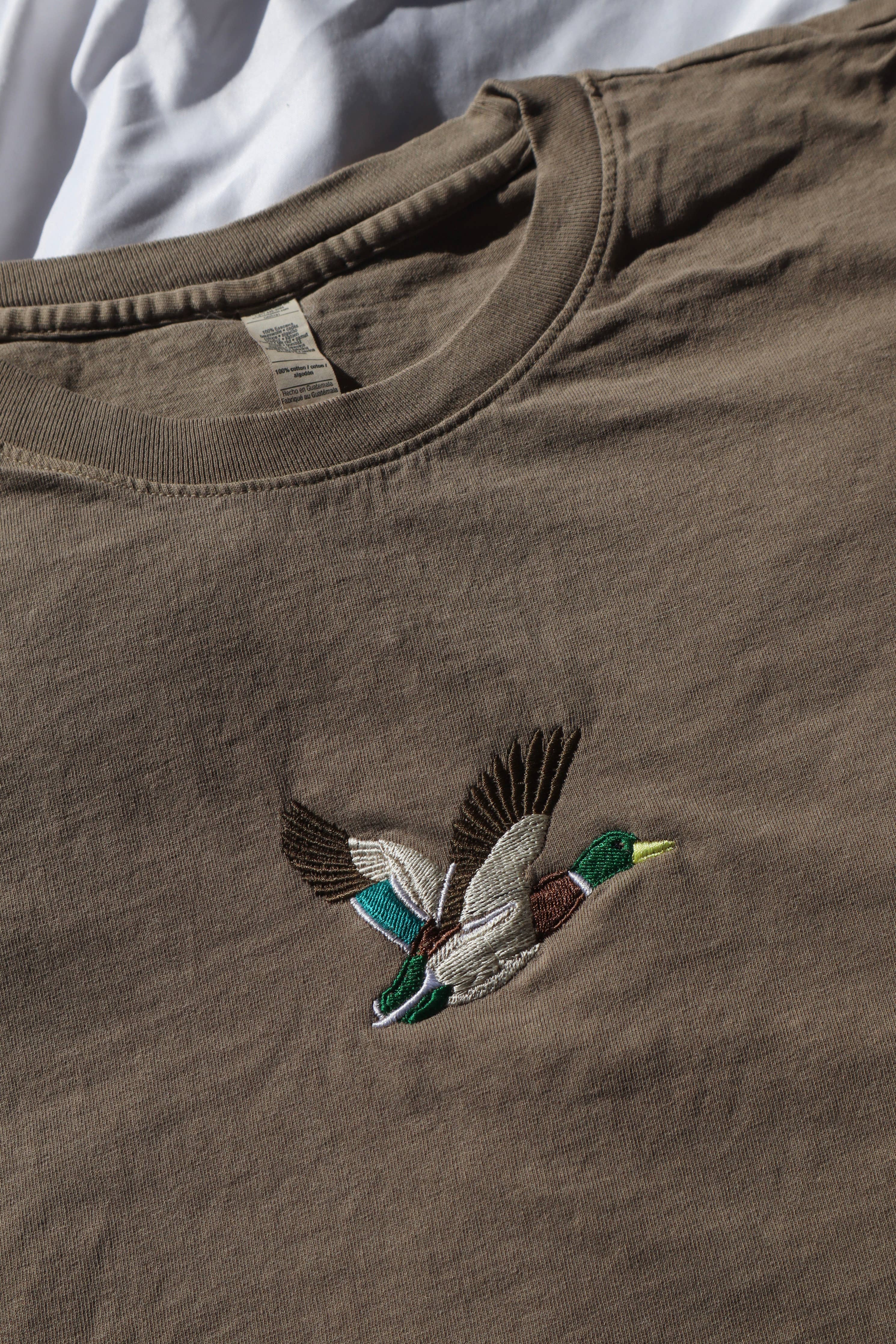 Embroidered Mallard Duck Cropped Muscle Tee