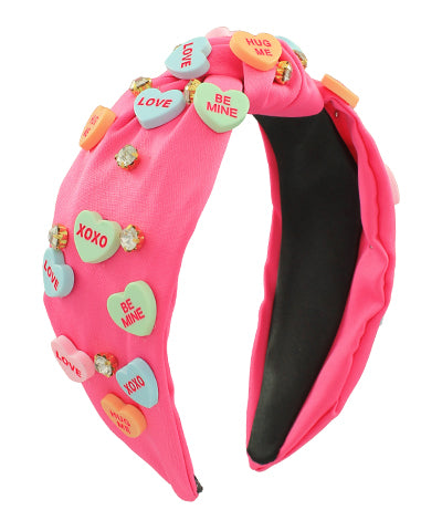 Conversation Heart and Crystal Headband