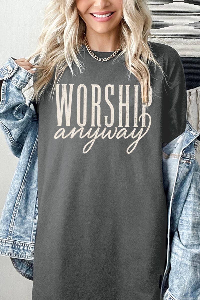 COLORBEAR - Worship Anyway Graphic Heavy Cotton Tee