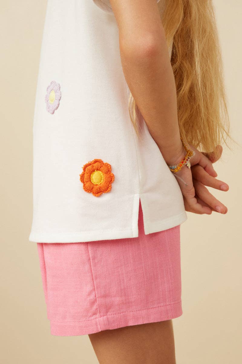 Girls Multi Floral Patched Knit Tee