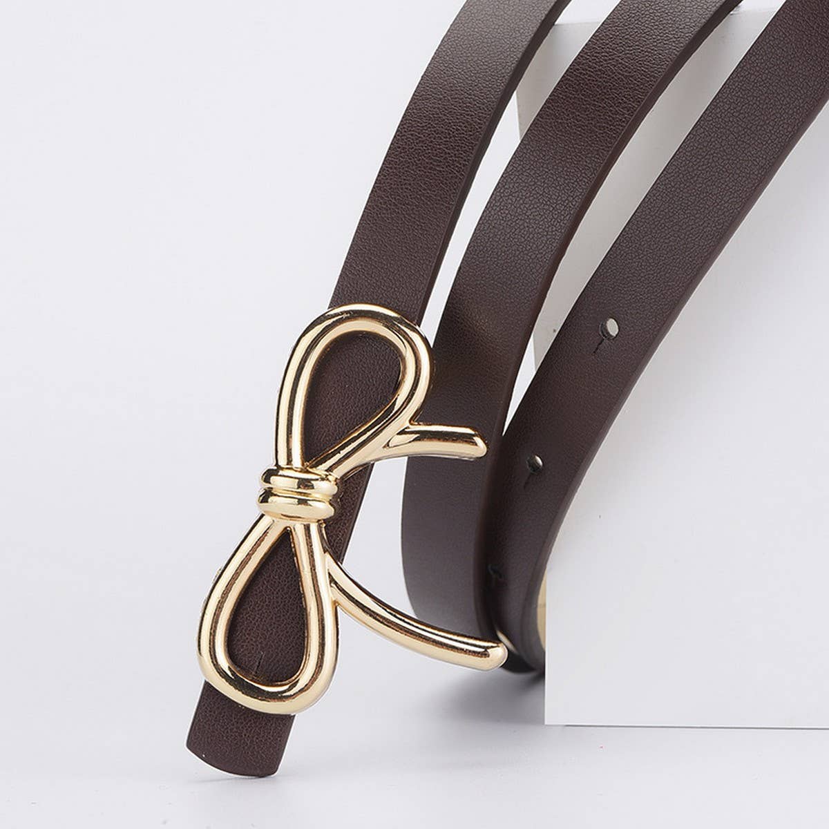 Bow Leather Skinny Belt
