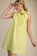 Ruffle Neck Tie Sleeveless Mini Dress