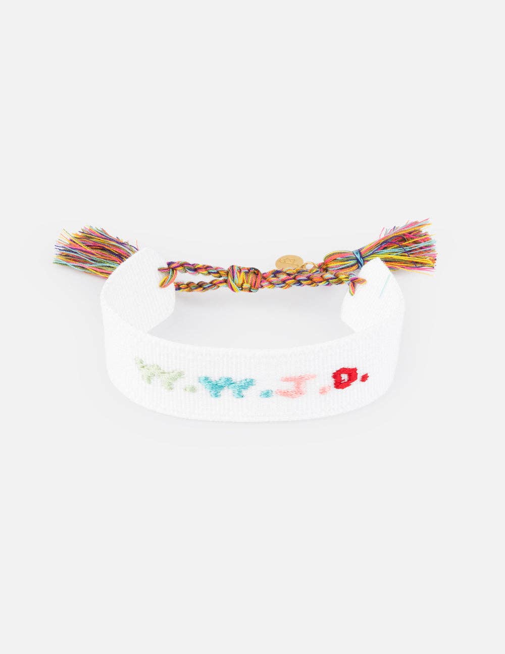 Elevated Faith - White WWJD Embroidered Bracelet