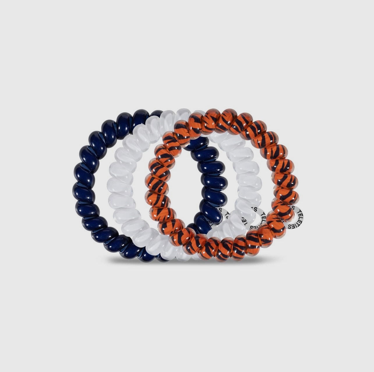 3-pack of University of Auburn Collegiate Teleties with orange and blue.