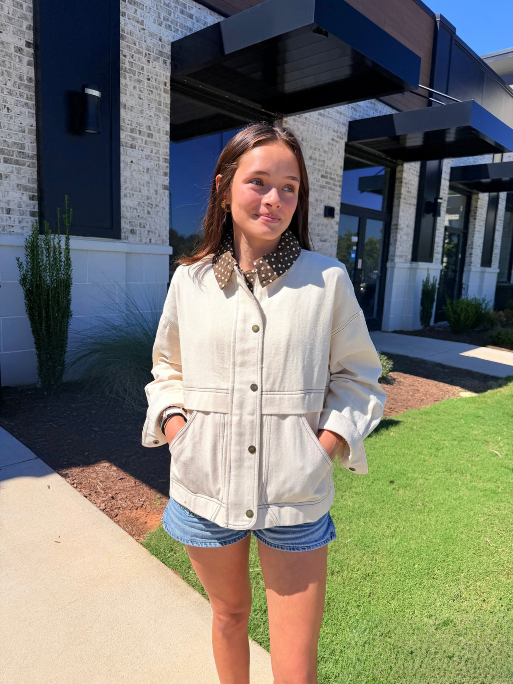 Polka Dot Collar Jacket