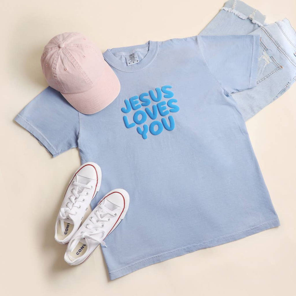 Fashion City - JESUS LOVES YOU PUFF Garment-Dyed Heavy T-Shirt
