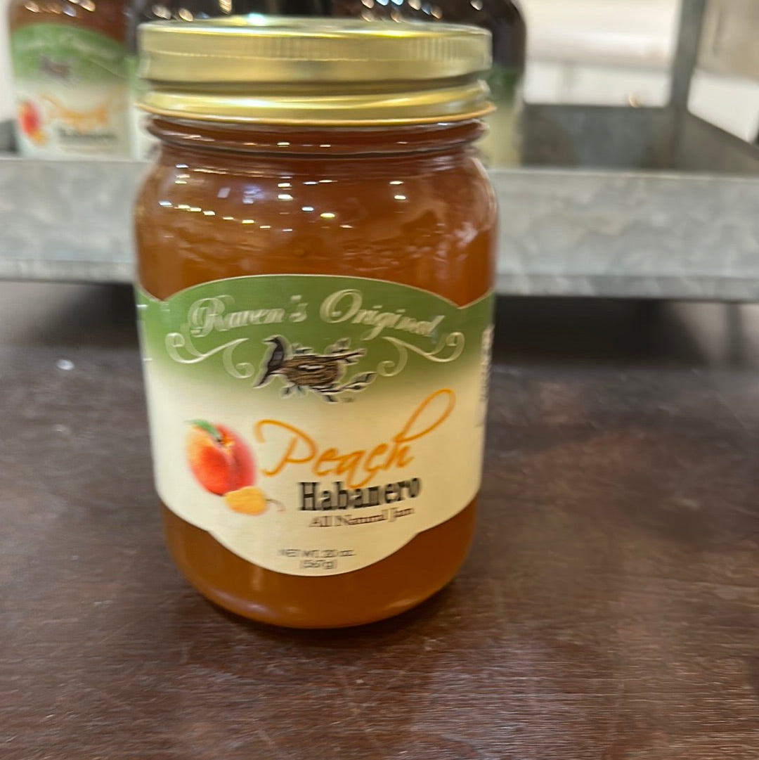 Raven's original peach habanero jam.