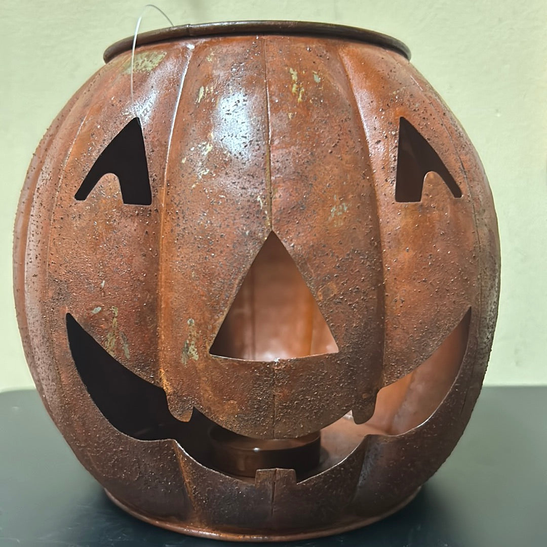 7.25” Rustic Jack-o’-lantern Candle Holder