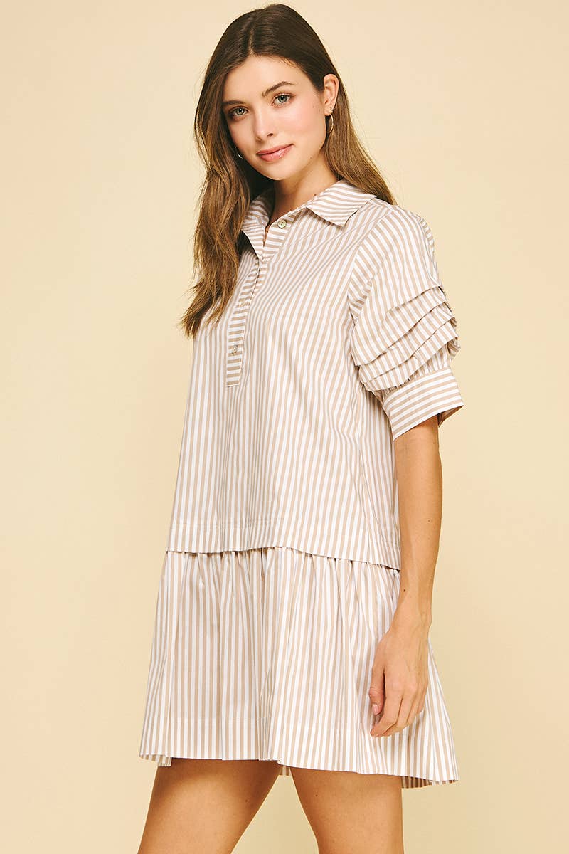 PINCH - STRIPE BUTTON DOWN MINI DRESS - 6603DA