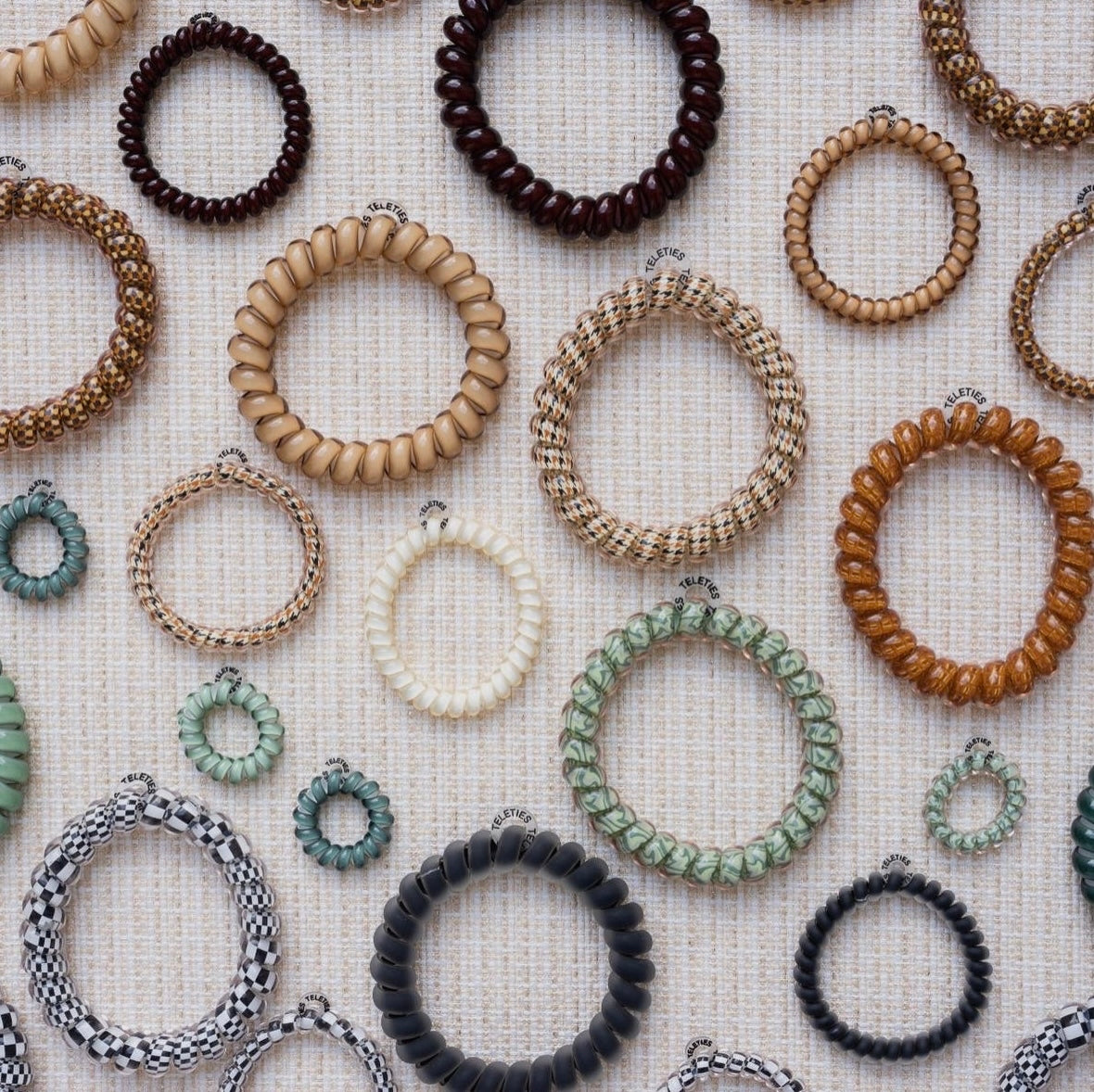 Assorted teletie hair ties.