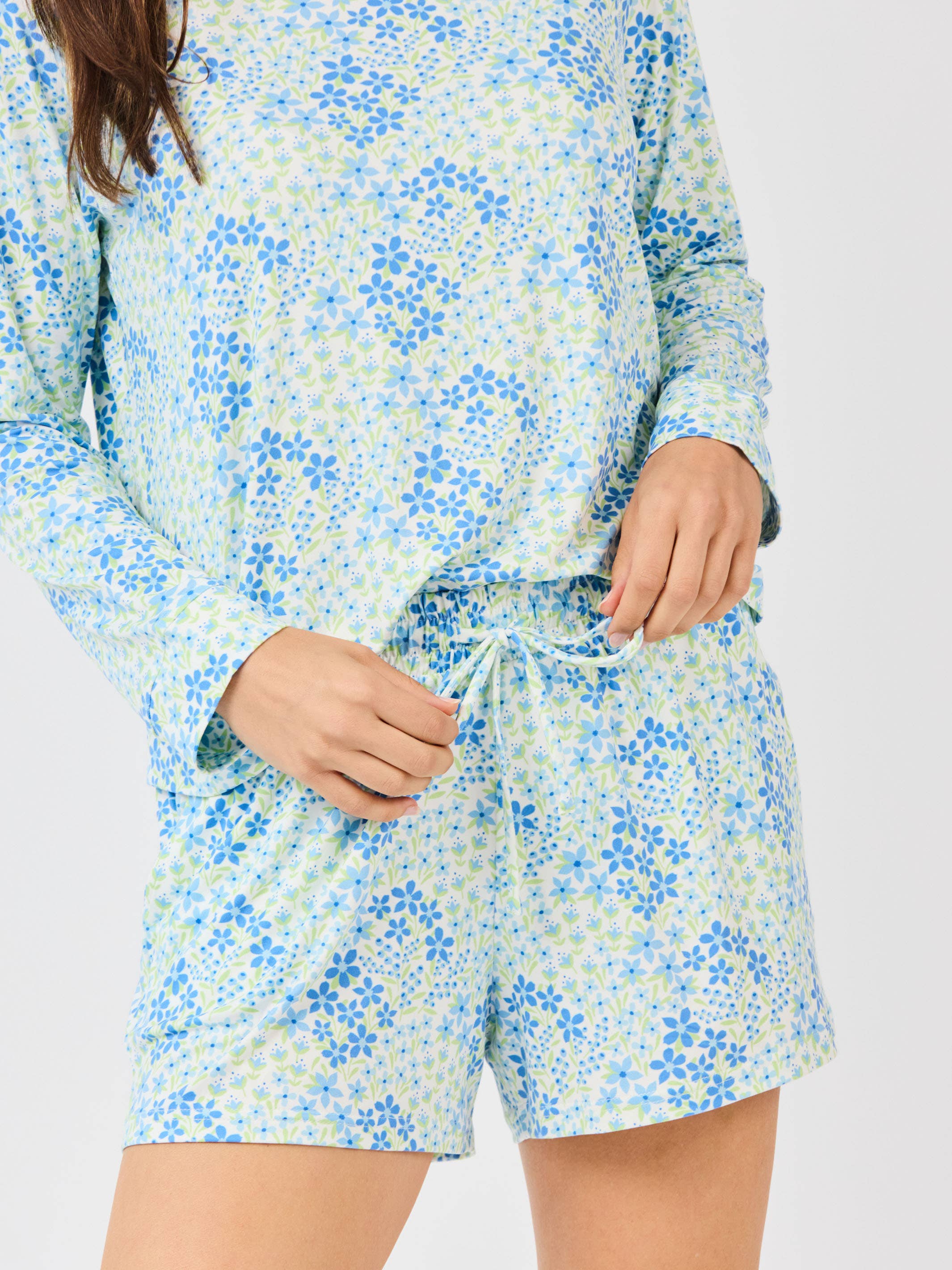 Mary Square - Women's Annie Pajama Shorts Set | Larkspur Fields Blue