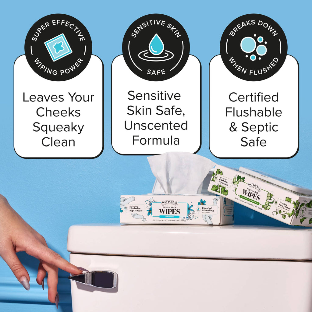 ~Pourri - Unscented Poo~Pourri Flushable Wipes 50ct, Single Packs