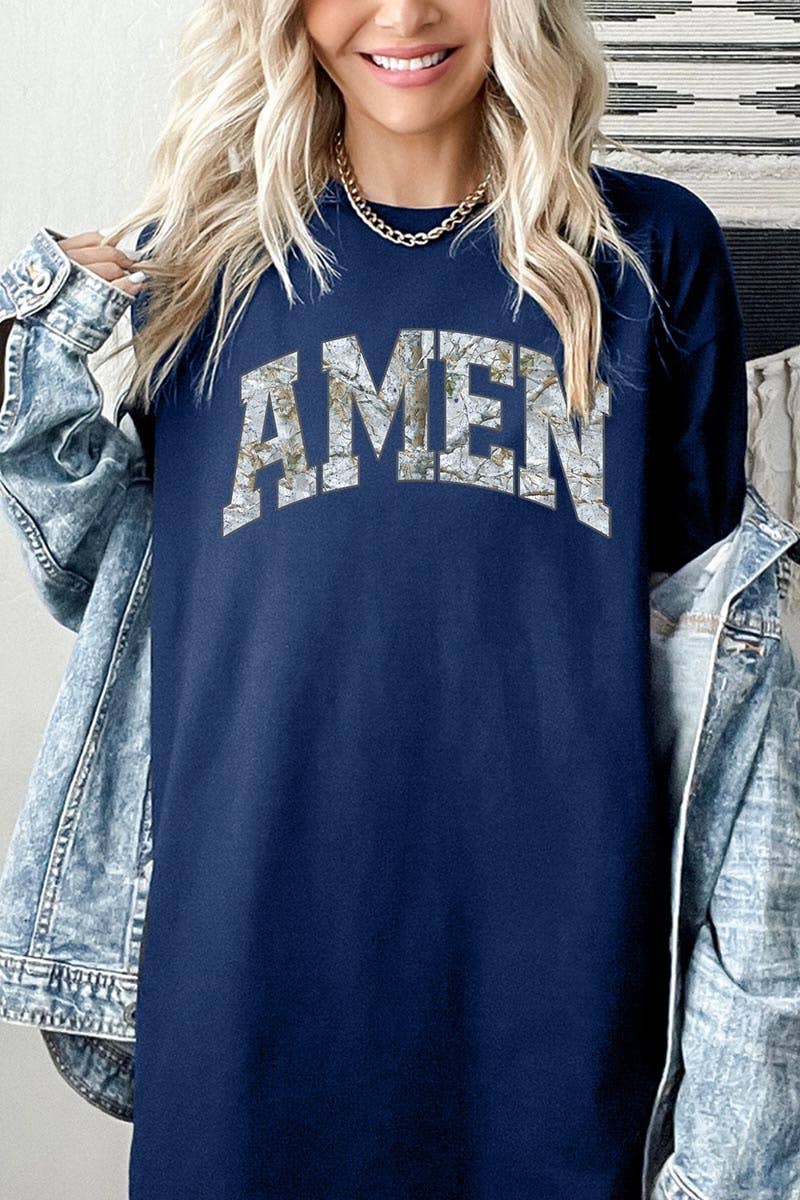 COLORBEAR - Amen Camo Wood Graphic Heavy Cotton Tee
