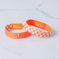 Versible - Tap To Pray™ Wristbands - Orange & White Checkers