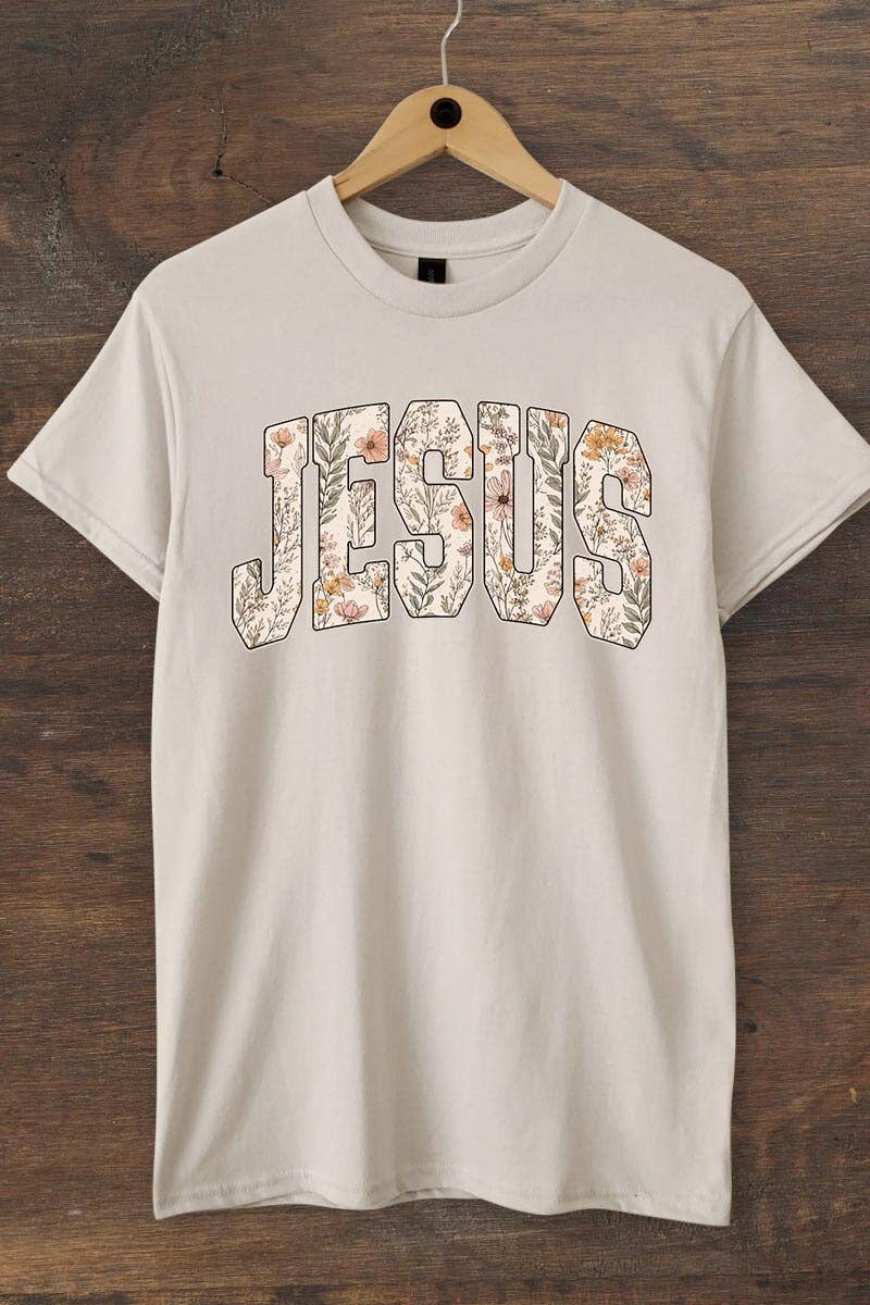 Floral Jesus Graphic Heavy Cotton Tee