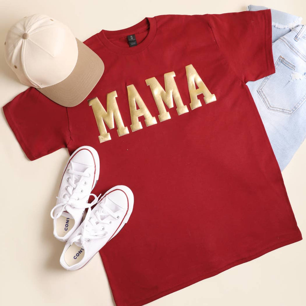 Fashion City - MAMA Puff & Gold Graphic Heavy Cotton T-Shirt