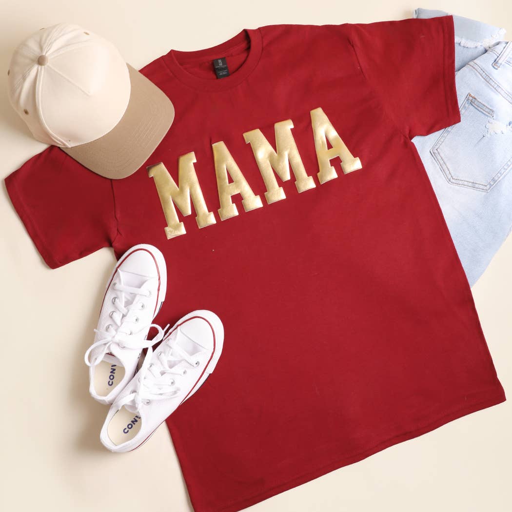 Fashion City - MAMA Puff & Gold Graphic Heavy Cotton T-Shirt