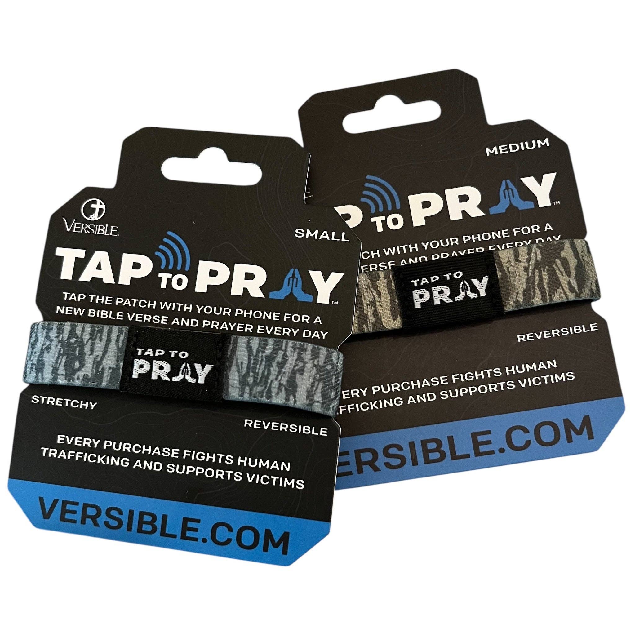 Versible - Tap To Pray™ Wristbands - Tree Bark Camo Brown & Grey