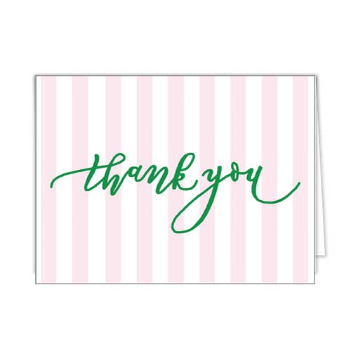 Folded Notecard Set of 10 | Pink Cabana Stripes