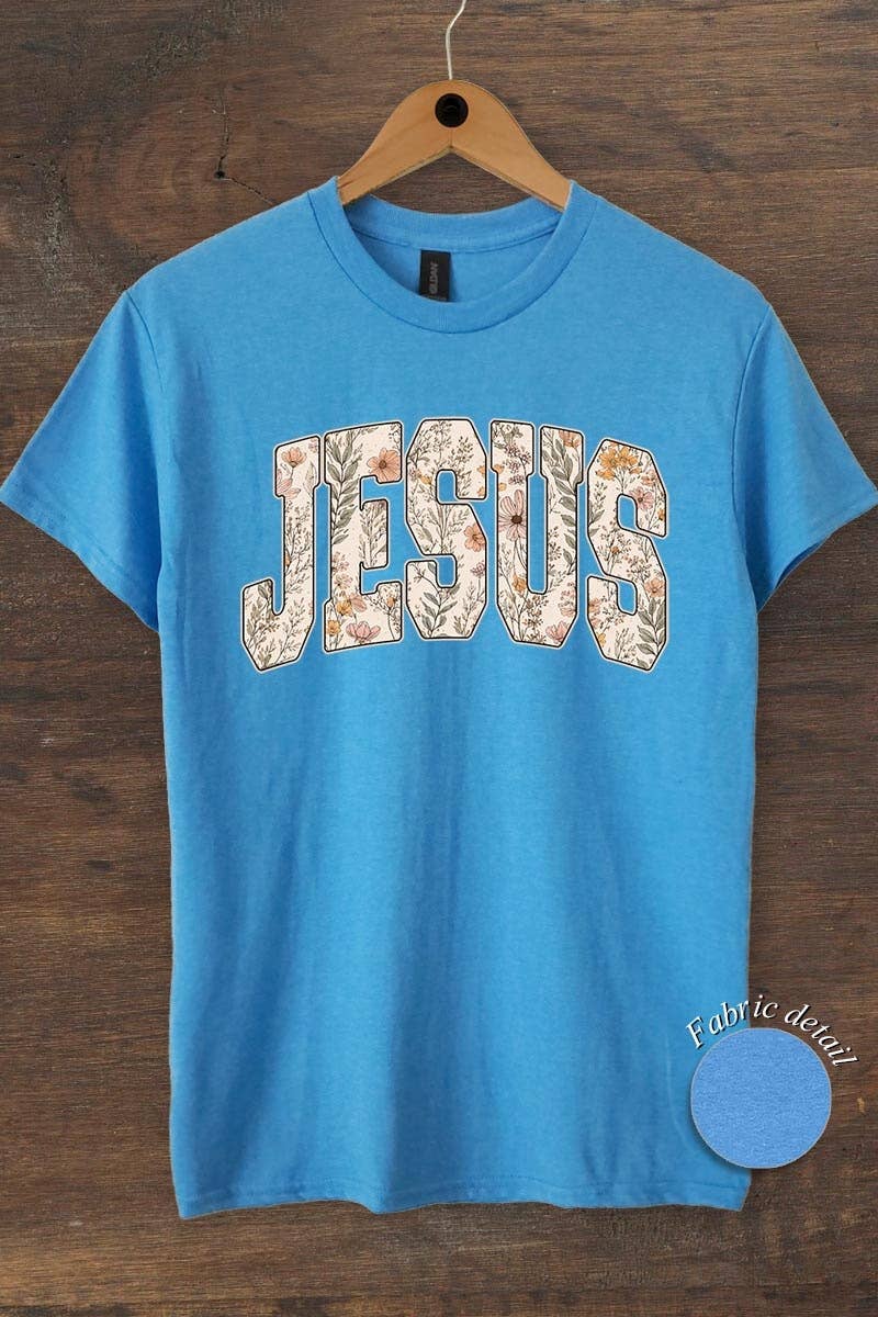 Floral Jesus Graphic Heavy Cotton Tee
