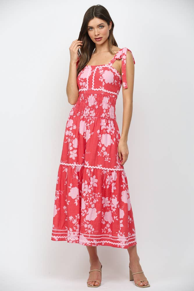 FATE - SELF TIE SHOULDER STRAP MAXI DRESS WITH RIC-RAC TRIM FD35828