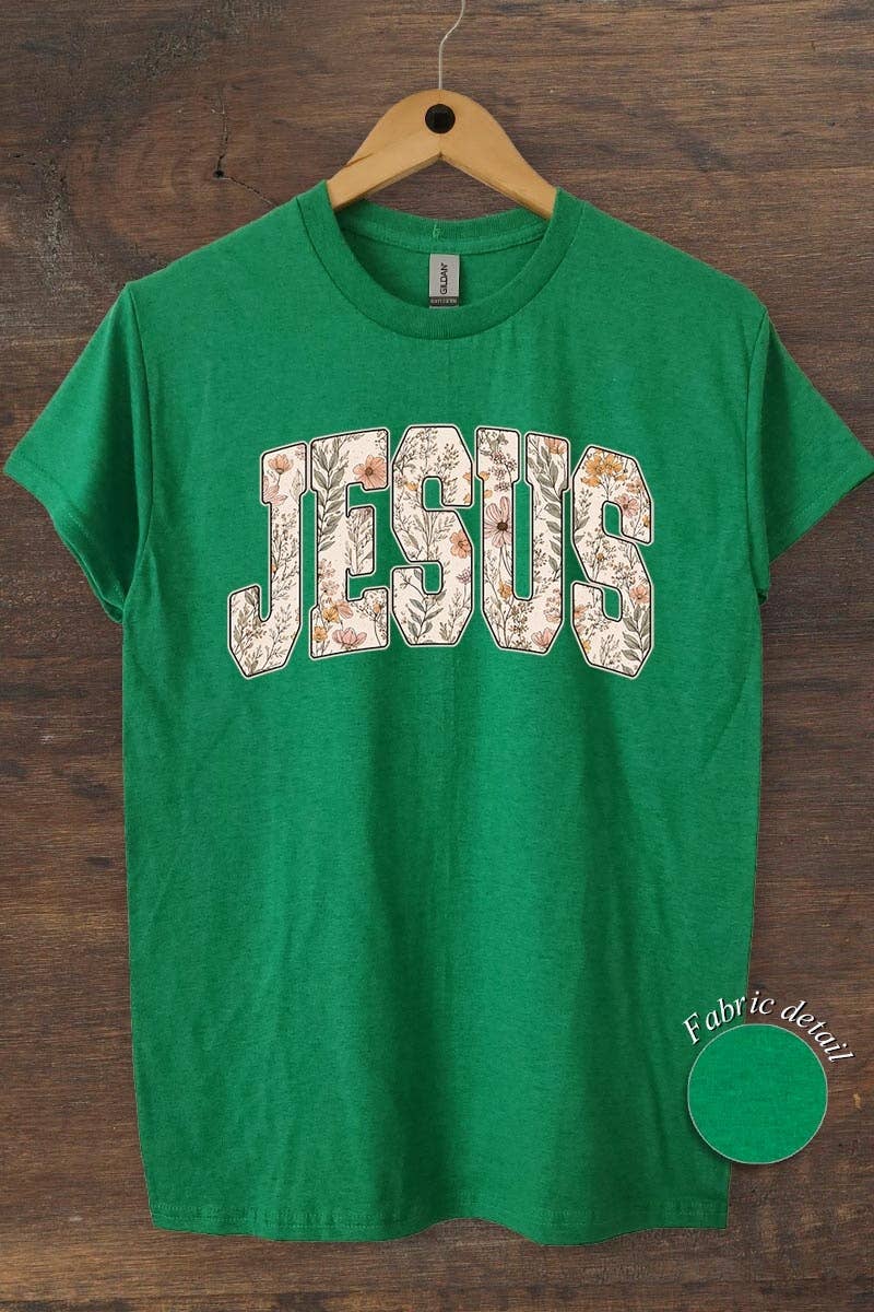 Floral Jesus Graphic Heavy Cotton Tee