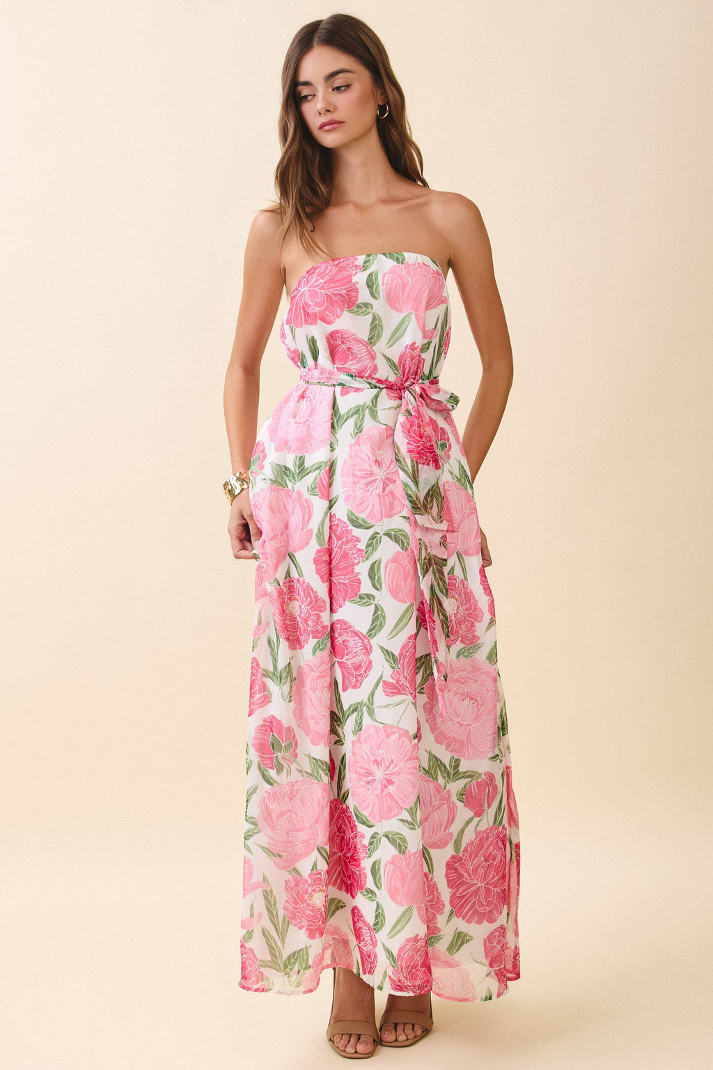 Floral Maxi Dress with Convertible Scarf