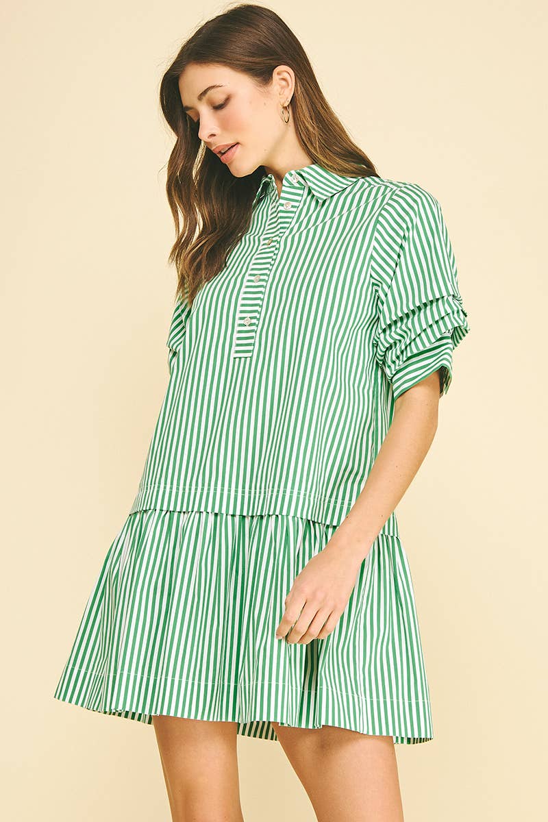 STRIPE BUTTON DOWN MINI DRESS