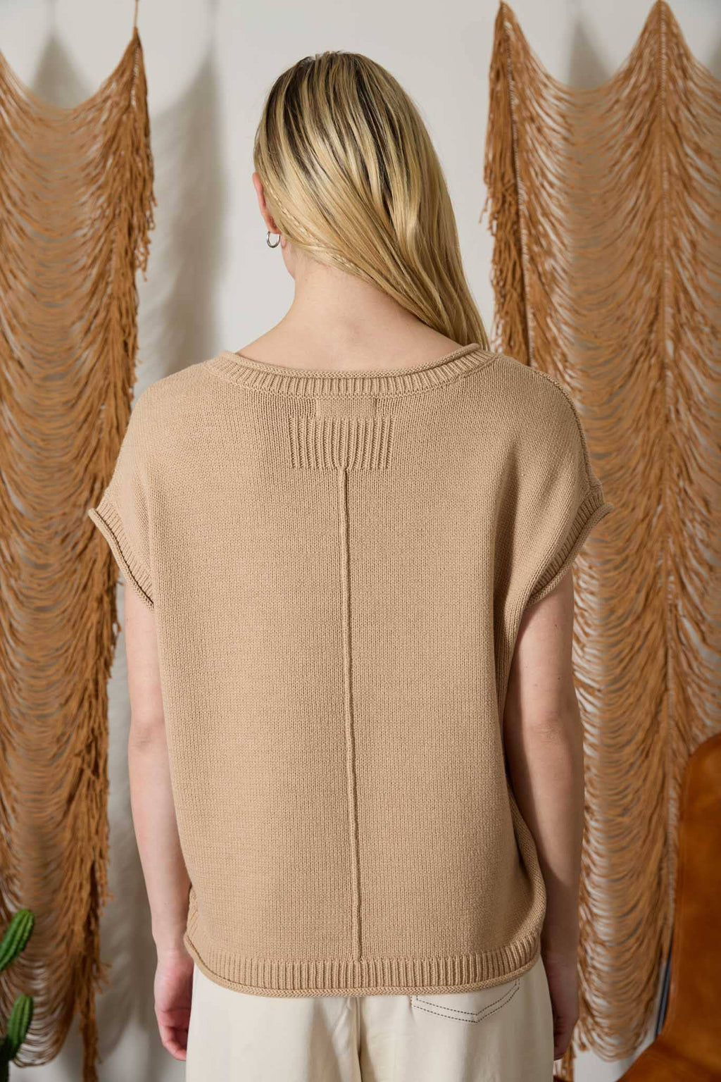 J.O.A - WESTERN EMBROIDERY SHORT SLEEVE KNIT SWEATER