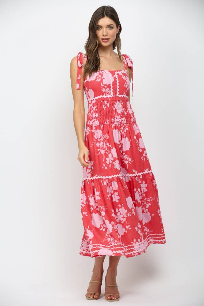 FATE - SELF TIE SHOULDER STRAP MAXI DRESS WITH RIC-RAC TRIM FD35828