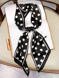 Sheer Trend - Vintage Polka-Dot Striped Printed Scarf