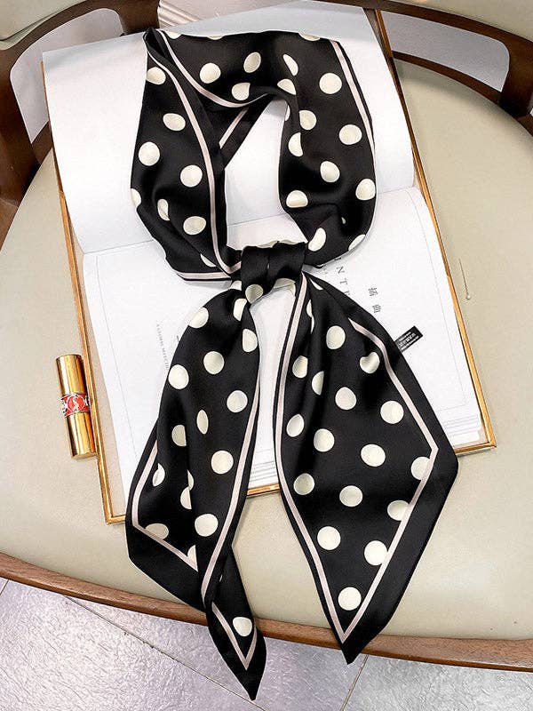 Sheer Trend - Vintage Polka-Dot Striped Printed Scarf