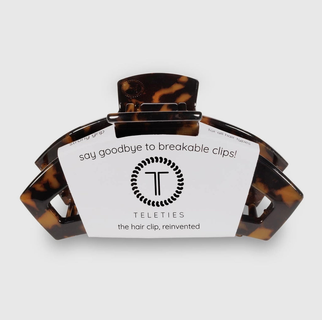 Tortoise teletie open claw clip.