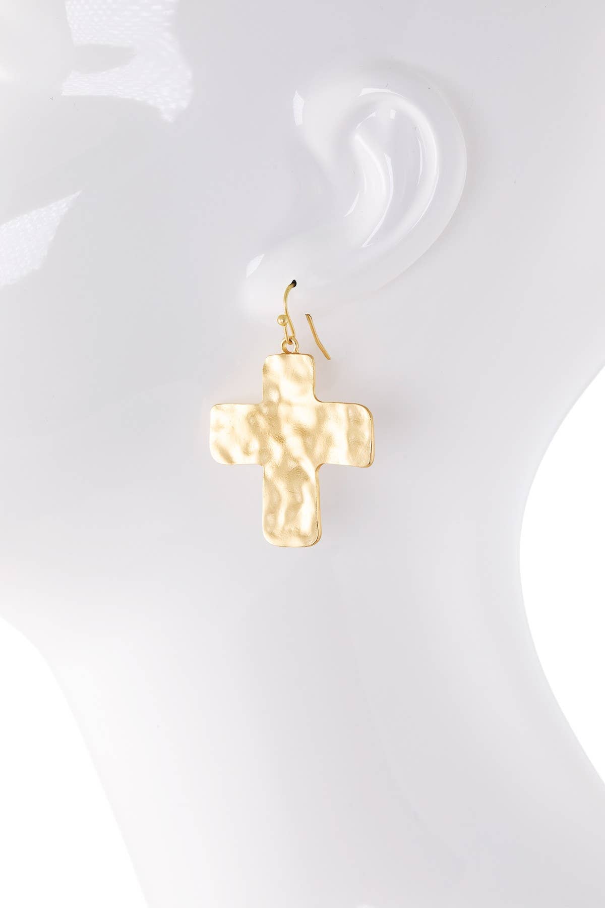 Hammered Cross Drop Earrings