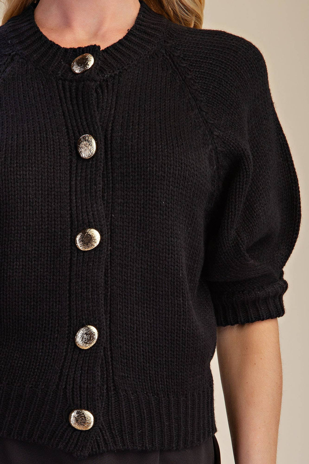 Glam - Puff Sleeve Sweater Cardigan