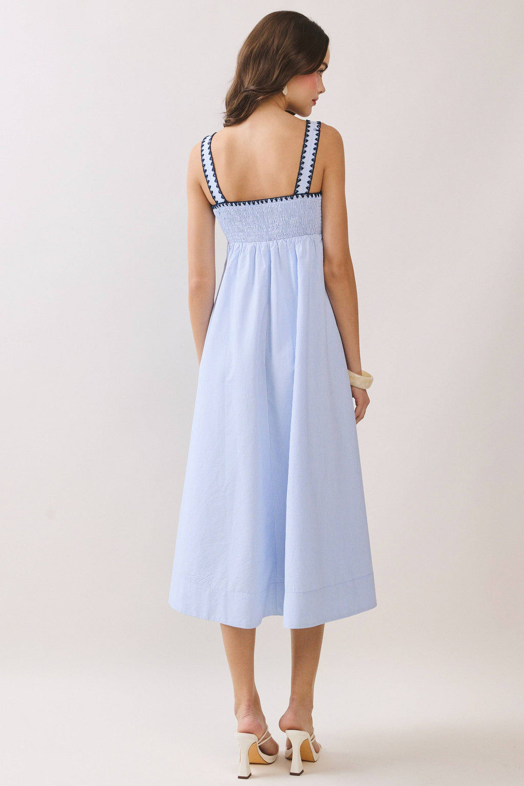 Contrast Trim Detail Empire Waist Midi Dress