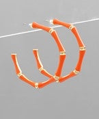 Orange Color Bamboo Metal Earrings.