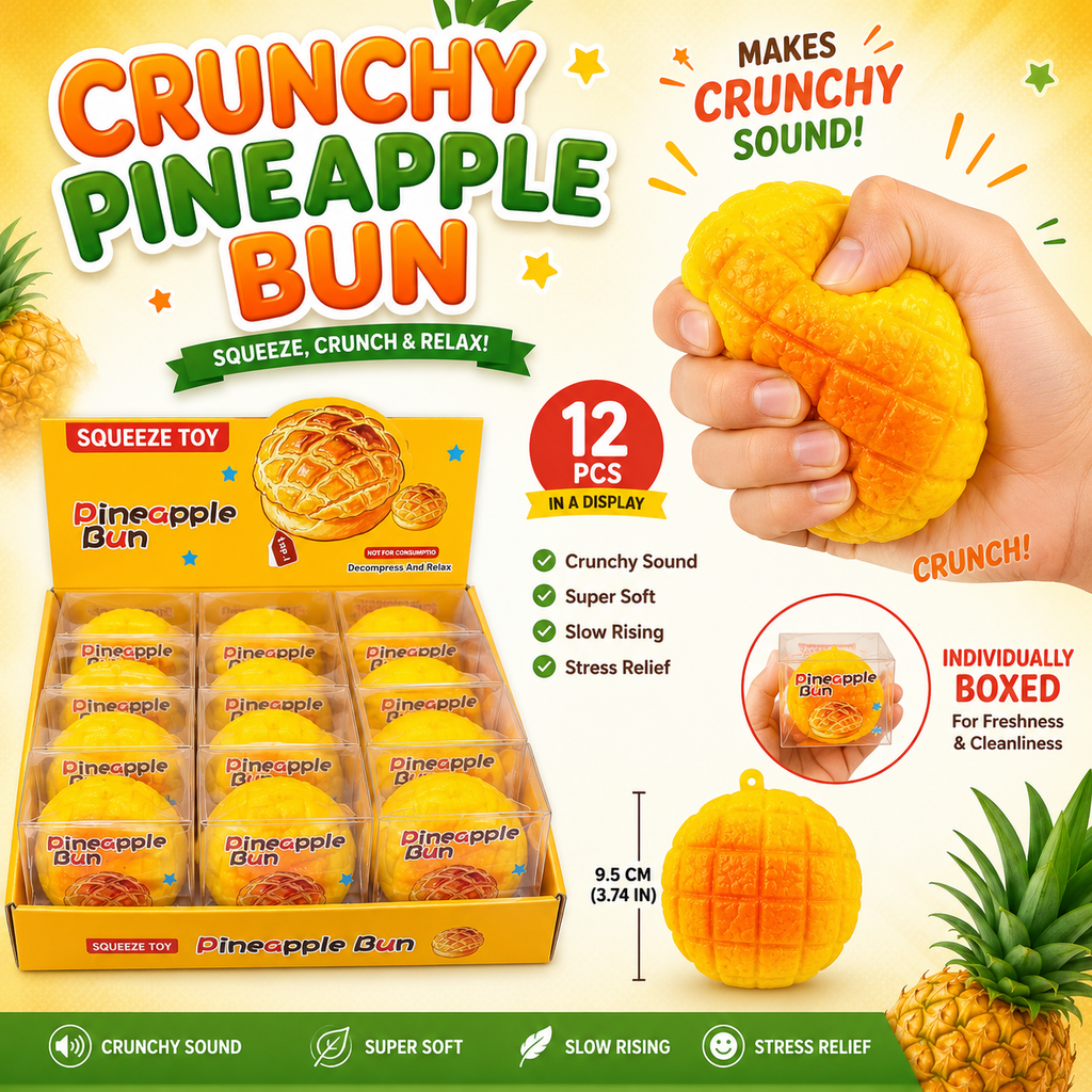 GS Wholesale (Formerly Known as Gypsy Soul) - Crunchy Pineapple Bun ASMR Crunch Squishy Stress Toy