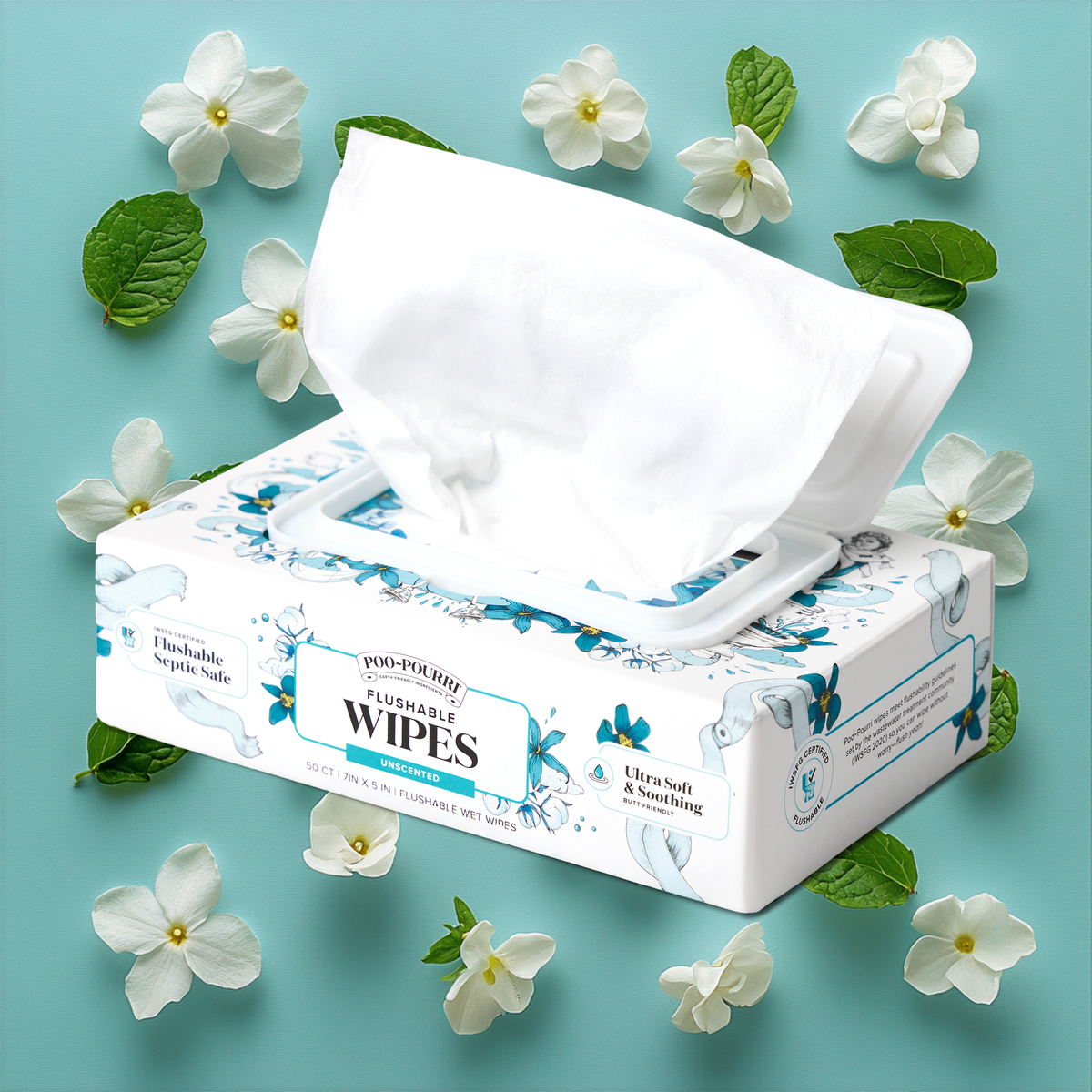 ~Pourri - Unscented Poo~Pourri Flushable Wipes 50ct, Single Packs