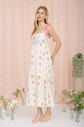 PLUS FLORAL TILE PATTERN TIE STRAP MIDI DRESS