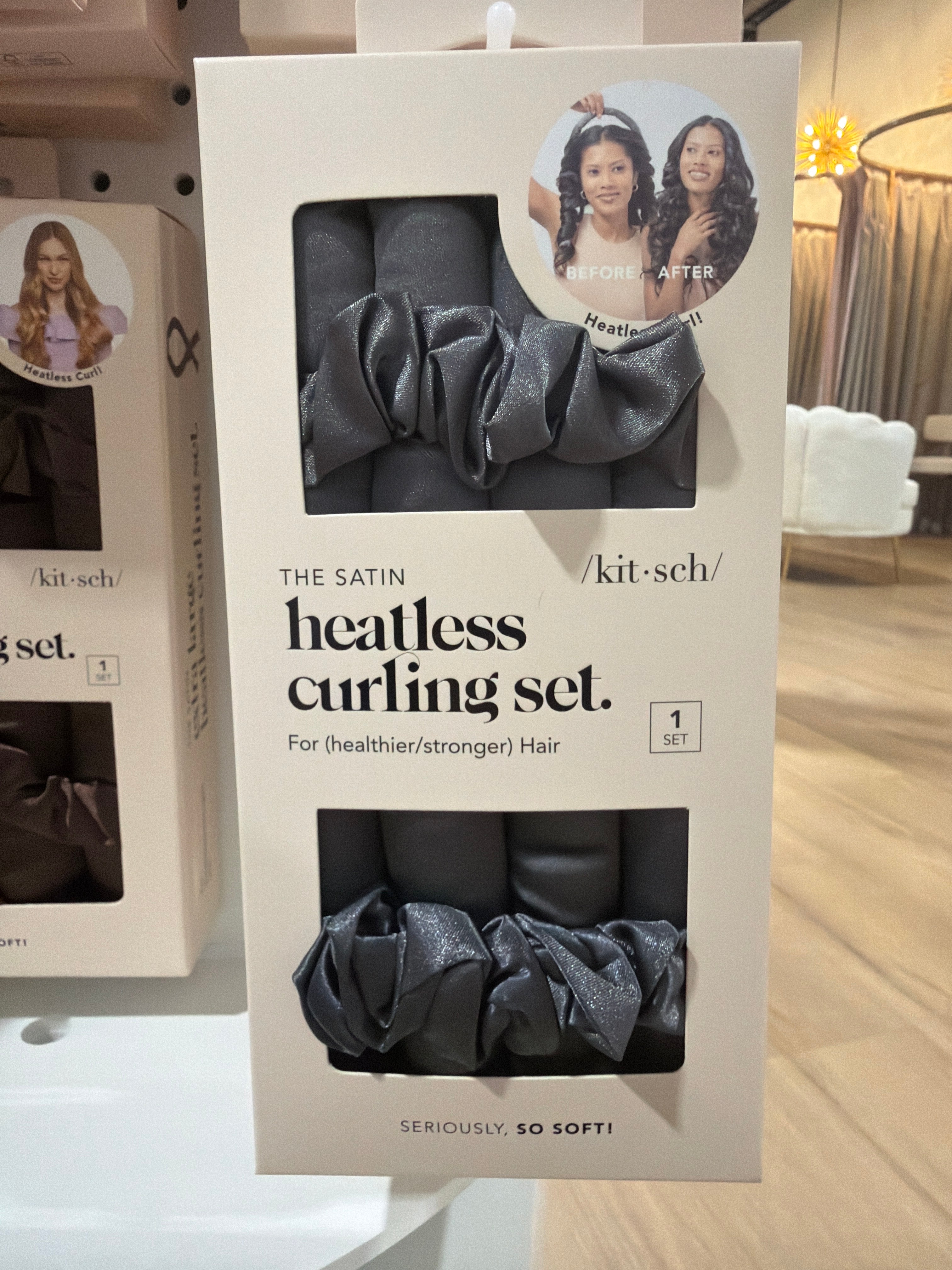 Satin Heatless Curling Set - Charcoal