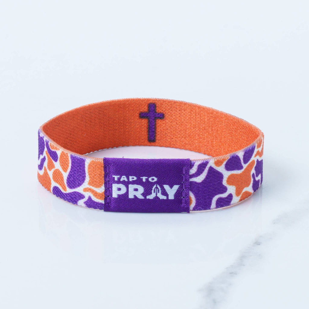 Versible - Tap To Pray™ Wristbands - Team Camo - Orange & Purple