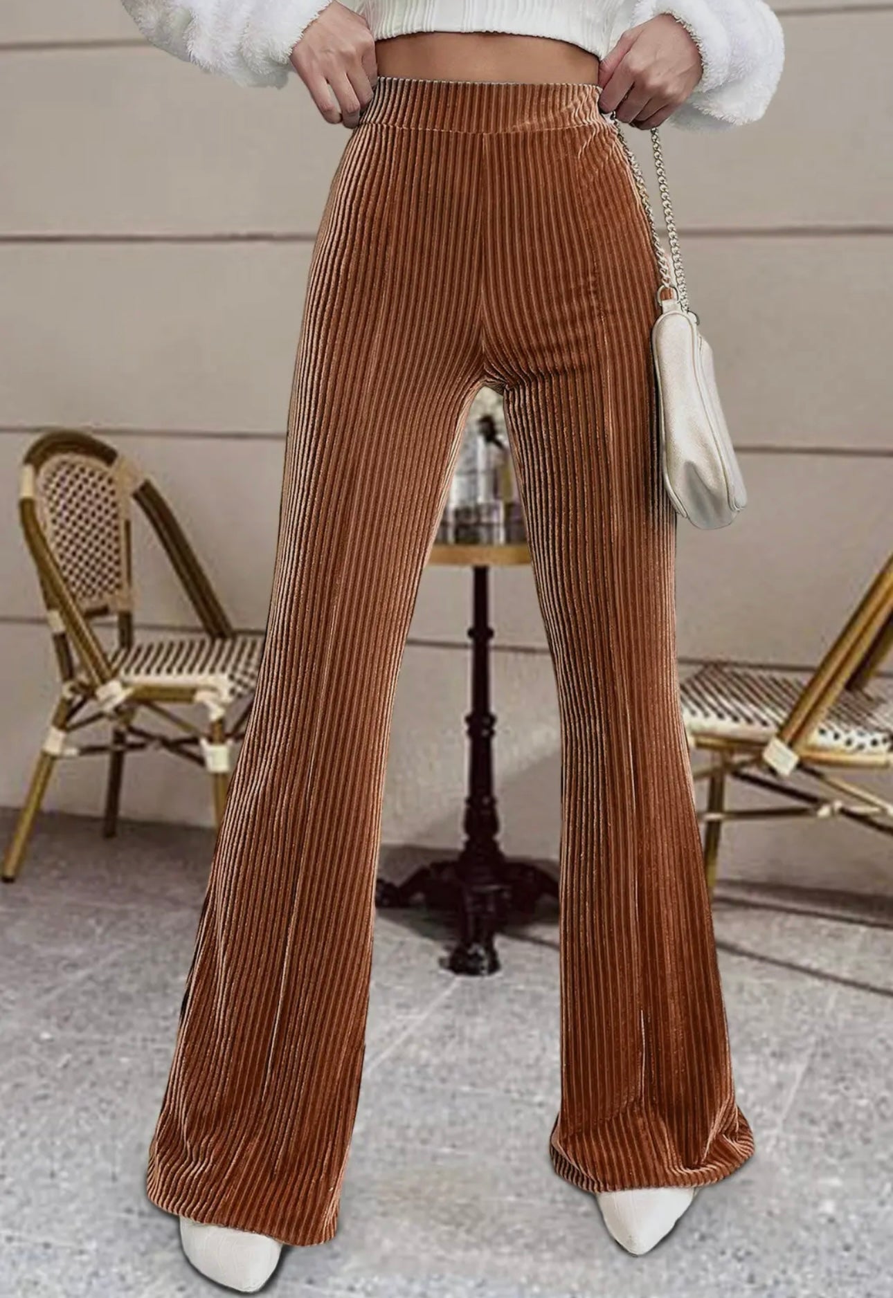 High Waist Flare Corduroy Pants