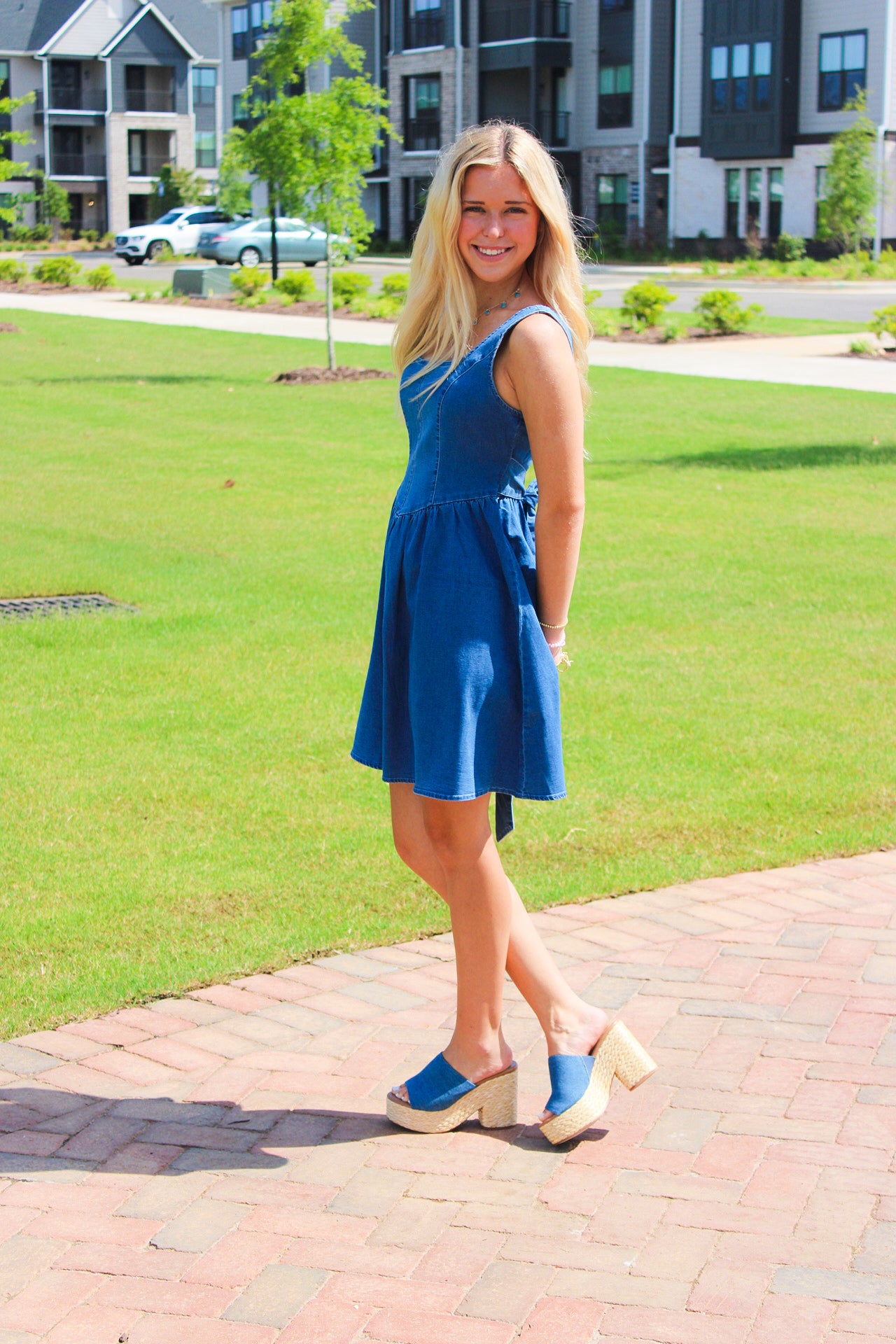 SS Denim Bow Dress