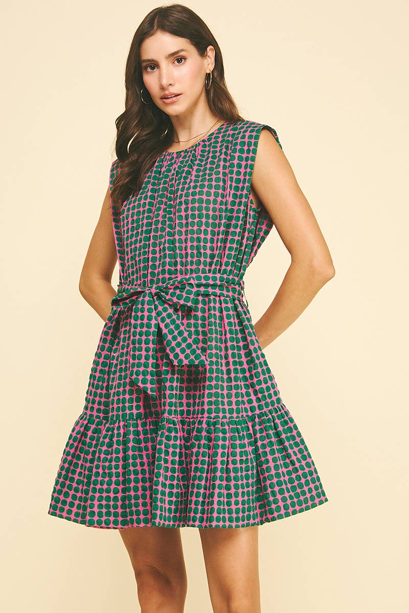 PINCH - MULTI-COLOR POLKA DOT TIERED MINI DRESS - 6867DA